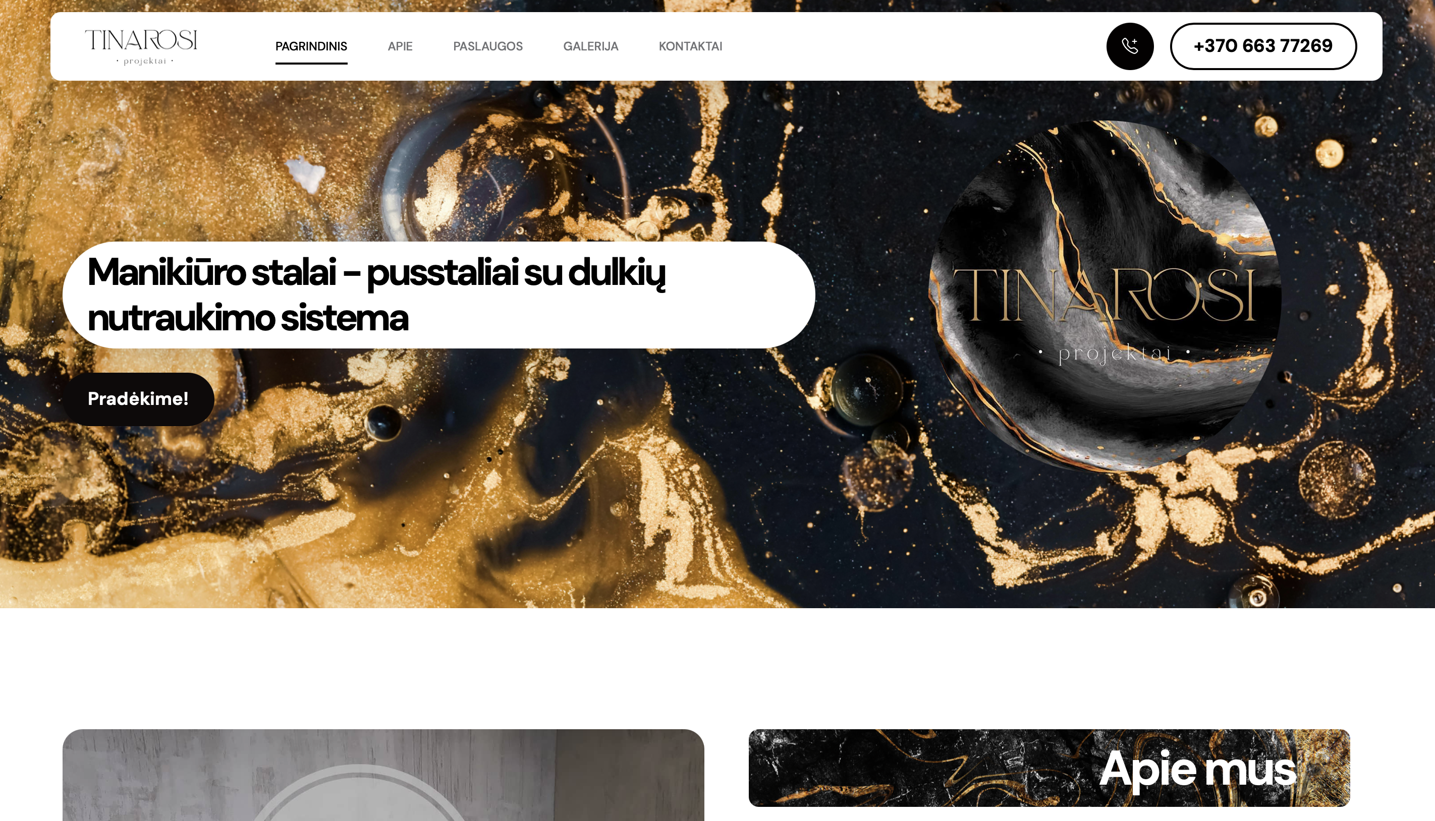 Manikiūro stalų svetainės dizaino pavyzdys